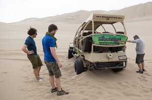 The dune buggy bogs down