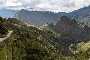 View from the Sun Gate. The zig-zag road is used for the 20 minute bus trip up and down the mountain.